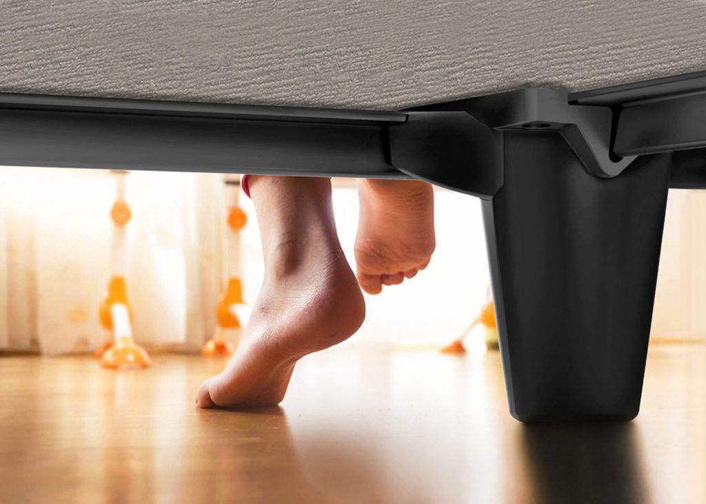 image1 - Embrace 360 A close-up of the smooth contours and tapered legs of the emBrace® 360 heavy duty bed frame.