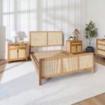 Naturepedic Arienzo FSC&reg;  White Oak and Rattan Bed Frame